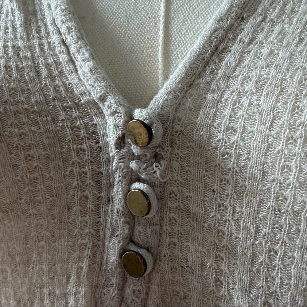 Lucky Brand Waffle Knit Henley Blouse Top - Picture 8 of 12